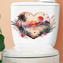 心形海景墙贴，适用于酒店、民宿、办公室、卧室、客厅、餐厅、浴室，可移除PVC墙贴 - 彩色 - 查看 6