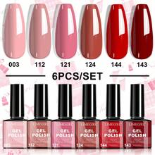 LIMEGIRL 2-in-1 Gel-Nagellack Set, beinhaltet Base Coat & Top Coat, 6 Farben - Zarte Rosé & Schimmerndes Dunkelrot Gel-Nagellack Set, abnehmbarer UV-Gel-Nagellack, Komplettes Winterdesign für Nagelstudio DIY, 2026 Neujahr & Valentinstag Geschenk, geeignet für Frauen & Mädchen Nägel - Rot - Übersicht 11