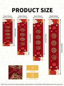 1件装中国新年桌旗/餐垫，马年主题（2026），多种尺寸可选，适用于餐厅、餐桌装饰、壁炉架装饰巾、玻璃门帘、家居装饰、玄关、卧室装饰 - 彩色 - 查看 3