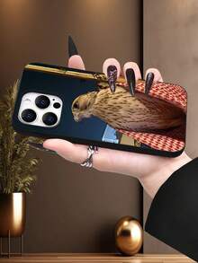 Stylish Falcon Themed 2D Graphic Pattern, Personalized, High-End Middle Eastern , Suitable As Birthday, Halloween, Christmas, New Year Gift For Coworkers, Friends, Family, Couples. Black Hollow Lens Frosted Soft Case, Dust-Proof, Waterproof Protection Compatible With IPhone 17/16/15/14/13/12/11/Pro/ProMax/X/XR/XS/XSMAX/7/8/PLUS - Black - View 3