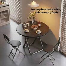 Conjunto de mesa y sillas plegablesSet de Mesa Redonda Plegable - Mesa Portátil para Interior y Exterior con Marco de Metal Resistente Mesa Versátil Ajustable para Terraza Jardín Comedor y Eventos Sillas no incluidas 68 * 68 * 75 - negro - Ver 5