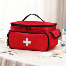 多层收纳，多隔层，防水，防潮，拉链封口，大容量，耐用牛津布，亮色急救包，适用于家庭、汽车、旅行、户外、办公室、客厅、卧室 - 紅色 - 查看 2