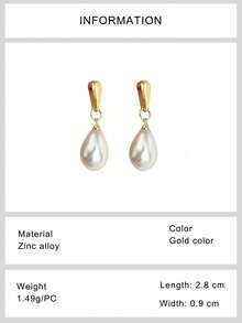 1pair Fashionable & Elegant Faux Pearl Drop Earrings In Simple Teardrop Design, Perfect For Parties And As A Versatile Gift For Women