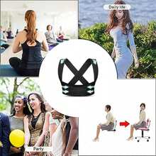 1 قطعة مصحح وضعية رياضي متعدد الوظائف - خفيف الوزن وقابل للتنفس، مناسب للجنسين، دعم الظهر غير مرئي، مضاد للانحناء، دعم الكتف قابل للتعديل - مناسب للارتداء اليومي، تثبيت الترقوة - يعزز الوضعية الصحية، يمنع الانحناء، تشكيل الخصر، رفع البطن، حزام رياضي. [تصميم ضيق، يوصى بارتدائه فوق الملابس لتجنب تهيج الجلد] - الأسود - مشاهدة 11