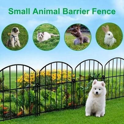 10PCS Decorative Metal Garden Fence Panels With Arched Top - 10ft X 22in Rustproof Wire Mesh Dog Barrier, Outdoor Yard Fencing With Stakes For Patio, Pool, Flower Beds, Patio Divider, Pool Barrier, Durable Construction, Pet Owners, Home Gardeners