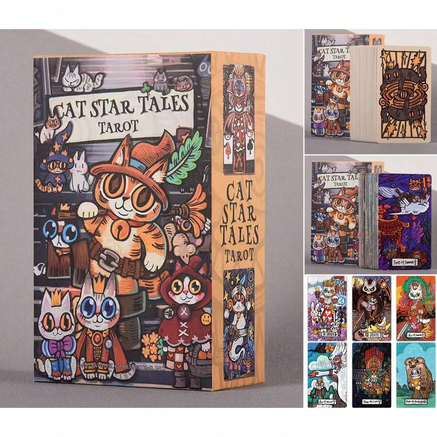 Bộ bài Tarot Cat Star Tales chính hãng, kích thước 7*12CM, chủ đề mèo, gồm 78 lá bài, được làm từ giấy lõi đen Đức 310g, phủ hai mặt bóng ngọc trai, bộ bài Tarot cao cấp dành cho người mới bắt đầu, Tarot Cat Star Tales, bộ sưu tập bài Tarot, bộ bài sưu tập. - Nhiều màu - Xem 1