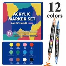 168色双头丙烯颜料马克笔套装，可堆叠伸缩马克笔套装，覆盖力强，适合多层叠加，学生专用软硬头绘图笔，可用于涂鸦、日记、笔记、贺卡、艺术绘画，返校必备 - 軟硬雙頭 - 查看 14