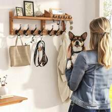 CYPN4 en 1 Porta Llaves para Pared 29" Perchero pared Desmontable con 11 Ganchos de Metal Repisas Decoracion de Pared para Ropa Llave y Cartas Portallaves para Entrada Sala de Estar Cocina OficinaFashion - Marrn - Ver 6