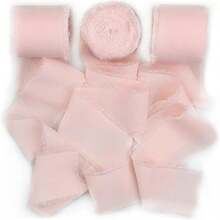 1/3 cuộn ruy băng chiffon tua rua thủ công DIY, kích thước 1,5 inch x 21 yard, thích hợp cho thiệp mời cưới, bó hoa cưới, gói quà, đồ thủ công DIY, làm nơ, trang trí tiệc. - Hồng - Xem 2
