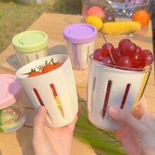 Double Layer Draining Salad Cup - Fruit Food Storage Containers - Beverage Cleaning Box - NỮ TÍNH - Xem 7