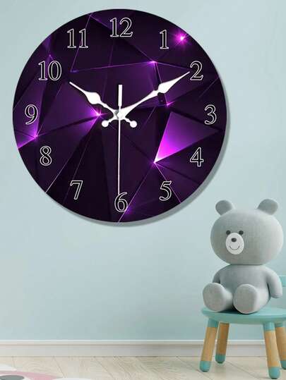 Dreamlike Deep Purple Geometric Pattern Wooden Wall Clock, No Ticking Sound, Perfect For Living Room, Bedroom, Kitchen, Office Decor, Modern Home Art Decor Wall Clock, Ideal Gift For Christmas, New Year, Valentine's Day, Birthday