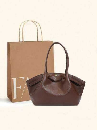 New Solid Color Retro High-End Leather Women's Fashion Shoulder Bag, Crossbody Handbag, Multi-Functional Special Edition, Exquisite And Elegant, Large Capacity, Durable, Lightweight, Versatile For Shopping, Work, Travel, Business, Cosmetic Storage Tote Bag , Office Bag