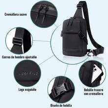 Bolso de Pecho, Bolso Bandolera Hombre con Diseño Racional, Cremallera Suave, Versatilidad para Cualquier Ocasión Amplio y Ajustable, Estilo Moderno y Práctico, Impermeable,36931141 - Amarillo Mostaza - Ver 5