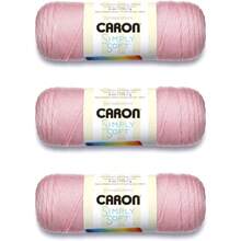 Caron Simply - Hilo rosa suave suave - Paquete de 3 unidades de 170 g 6 oz - Acrílico - 4 Medianos Worsted - 315 yardas - Tejer Crochet - Rosasuave - Ver 1