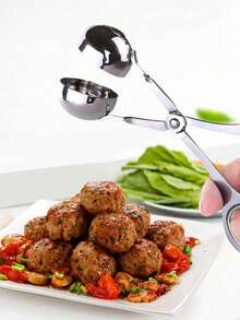 Make Delicious Meatballs Easily With This 1pc Kitchen Convenient Stainless Steel Meatball Maker!Convenient Squeezing Stainless Steel Meatball Device - Perfect For Outdoor Camping And Kitchen Use, Non-Stick And Easy To Clean - Silver - View 3