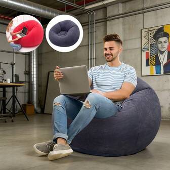 1 pieza Sofá esférico inflable y plegable, sofá inflable con características de competición, silla perezosa para interior y exterior, camping y ocio