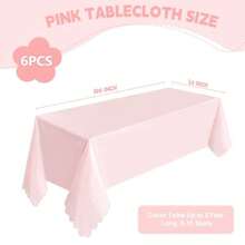 Paquete de 6 manteles de plástico rosa claro 54 x 108 pulgadas manteles festoneados rosados - Rosa - Ver 5
