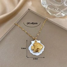 1件海洋主题金项链，配有鱼和贝壳吊坠，时尚航海风首饰，适合日常休闲佩戴，情人节礼物，男女皆宜 - 彩色 - 查看 7