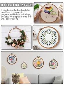 3pcs DIY Handmade Round Brown Vintage Palace Style Faux Wood Grain Cross Stitch Hoops, Embroidery Frames, Tufting Hoops, Dreamcatcher Wind Chime Hanging Rings, 7 Sizes Available, Made Of High-Quality ABS And PVC Materials With Metal Hooks For Hanging, Can Be Used As Phone Charms, Keychains, Bag/Clothing Decorations, Desk/Bedside Ornaments, Car Accessories - Brown - View 4