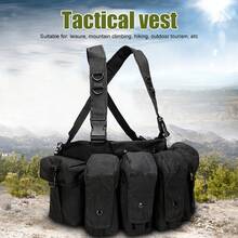 Chaleco táctico multifuncional al aire libre para cazar y acampar Chaleco Porta Placas con carga múltiples bolsillos chaleco para hombres - Verde militar - Ver 4