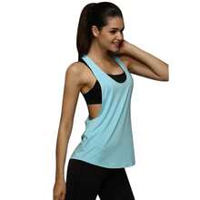 Camiseta deportiva sin mangas para mujer, Top deportivo para Fitness, camiseta en forma de T de secado rápido, Top ajustado sin mangas para correr, abrigo - Negro - Ver 12