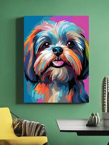 1 Set Colorful Puppy Themed DIY Painting By Numbers Kit For Adults, Frameless, Suitable For Living Room & Bedroom Decor, Creative Gift For Holidays, Birthdays, 40*50CM - Multicolor - View 9