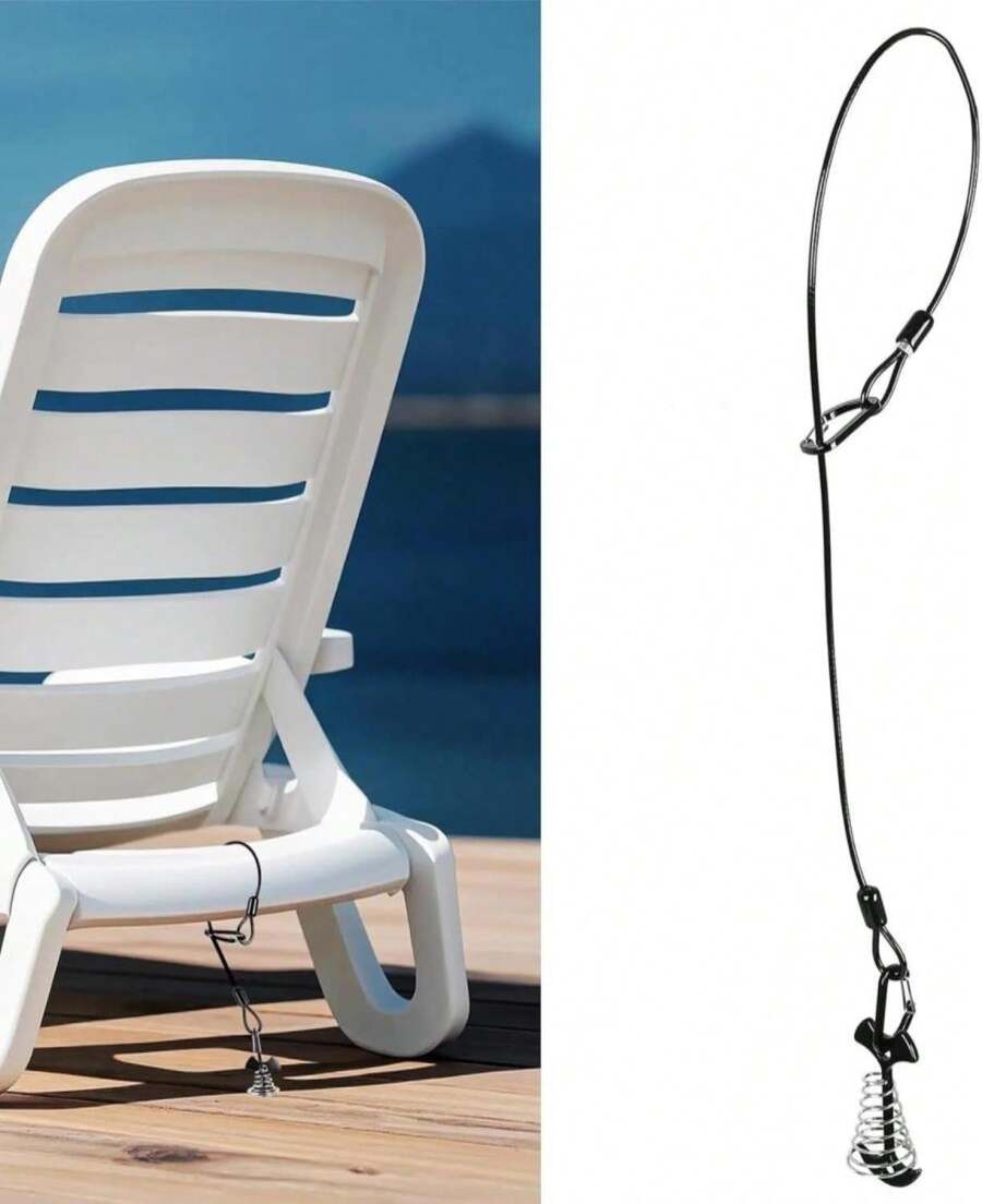 Deck Or Dock Anchors For Gap Between Boards - Outdoor Furniture Deck Anchor Marine Grade Stainless Steel Fishbone Deck Anchor Pegs With Carabiners Easily Reposition Chair, Table, Grill And Kayaks - ColorA - View 1