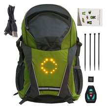 1 pieza Mochila con señal de giro LED de 18L con control remoto inalámbrico, apta para ciclismo, running, skateboarding - Verde - Ver 11