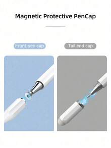 1支三合一橡胶圆盘电容笔，双用途圆珠笔，兼容iOS和安卓智能手机/平板电脑及其他主流触摸屏设备，适合学生/专业人士书写和绘画的数码配件 - 白色 - 查看 4