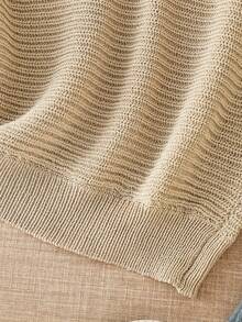 Elegant Women's Pullover Sweater For Spring, Summer, Autumn, Essential For Holidays, Batwing Sleeve Design, Soft & Comfortable Knit - Tan - View 4