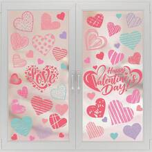 1 Set Heart & Donut Scene Stickers, Removable Decals For Bedroom, Windows, Kids Room, Home Decor, Suitable For Valentine's Day, Wedding, Birthday - Multicolor - View 2