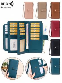 CHARM INFINITE Women's Multifunctional Large Capacity Trifold RFID Blocking Credit Card Wallet, Can Hold Credit Cards/ID/Coins/Cash/Receipts, Zipper Pocket Clutch Purse, Birthday/Anniversary Gift, Women Wallet, Long Wallet, Wristlet - Multicolor - View 3