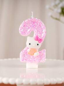 1pc Sanrio Kawaii Hello Kitty Holiday Celebration Candle, Cute Hello Kitty Number Candle Suitable For Birthday Party, Holiday Countdown, Christmas, Thanksgiving Gift And More - Multicolor - View 5