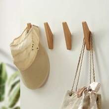 Natural Wooden Wall Mounted Coat Rack, Can Be Used As Jacket Hanger, Decorative Key Holder, Hat/Scarf/Bag Storage Rack, Bathroom Organizer - Multicolor - View 3