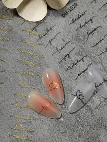 4片英文字母美甲贴纸，4种颜色可选，简约风英文字母串，黑色金色A字美甲贴花，美甲艺术装饰DIY