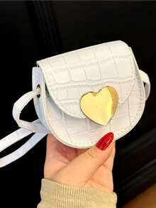 1pc Girls' Heart Crocodile Pattern PU Magnetic Closure Fashion Mini Crossbody Bag, Suitable For Daily Use All Seasons - A - View 9