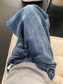 Jeans acampanados de pierna ancha con efecto desgastado y lavado para mujer Diseño relajado de estilo americano con corte holgado, desestructurado y caído - Azul - Ver 5