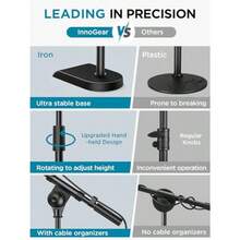InnoGear Adjustable Desk Microphone Stand Weighted Base With Soft Grip Twist Clutch Boom Arm 3/8/'' And 5/8/'' Threaded Mounts For Blue  And Blue Snowball Kick Drums Guitar Amps Black - 2 - 查看 2