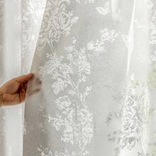 1件装简易安装魔术贴窗帘，无需钻孔，防尘隔热花卉薄纱窗帘，适用于客厅卧室出租 - 白色 - 查看 9