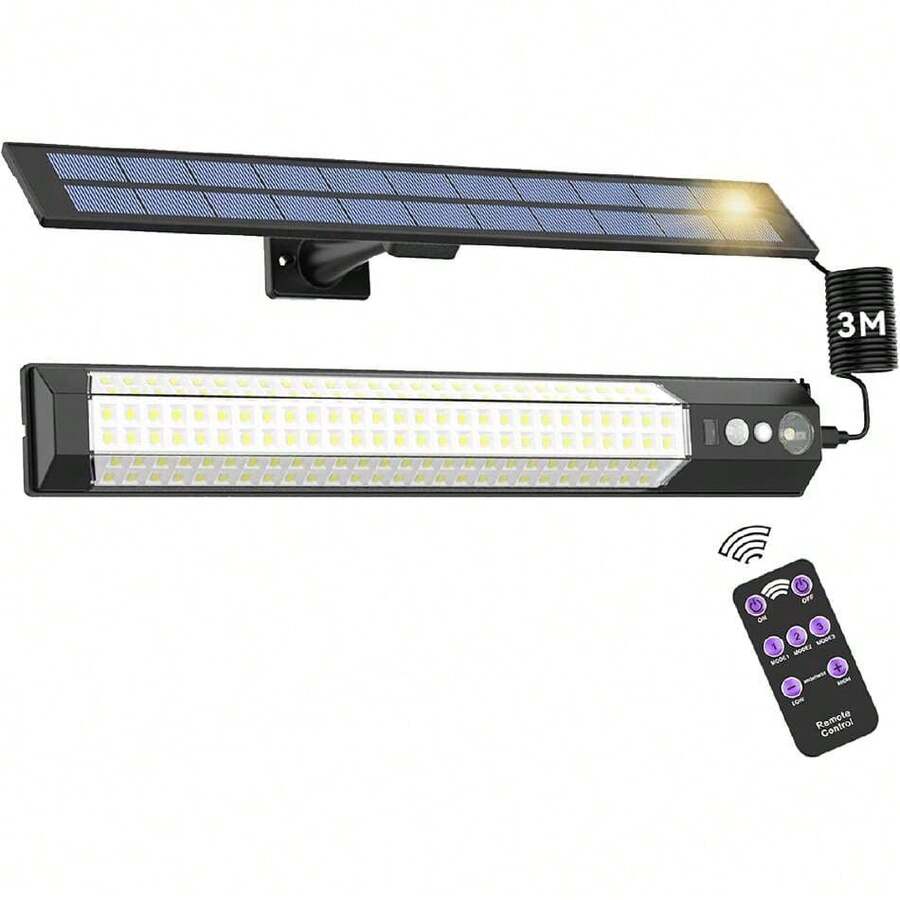 Lámpara Solar Exterior para Pared LED 159 LEDs con Sensor de Movimiento, Recarga Solar y USB Tipo-C, Impermeable IPX5, Cable Separador 3m, Iluminación Inteligente para Jardín y Camping, 6000K,36928440 - Multicolor - Ver 1
