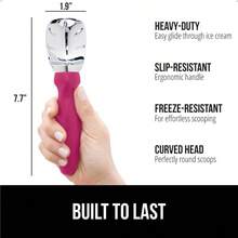 GORILLA GRIP Large Comfortable Handle Heavy Duty Ice Cream Scoop Professional Grade Scooper Get Perfect Shape Scoops Great for Spooning Frozen Gelato and Sorbet Cookie Dough Melon Hot Pink - Rosa fuerte - Ver 2