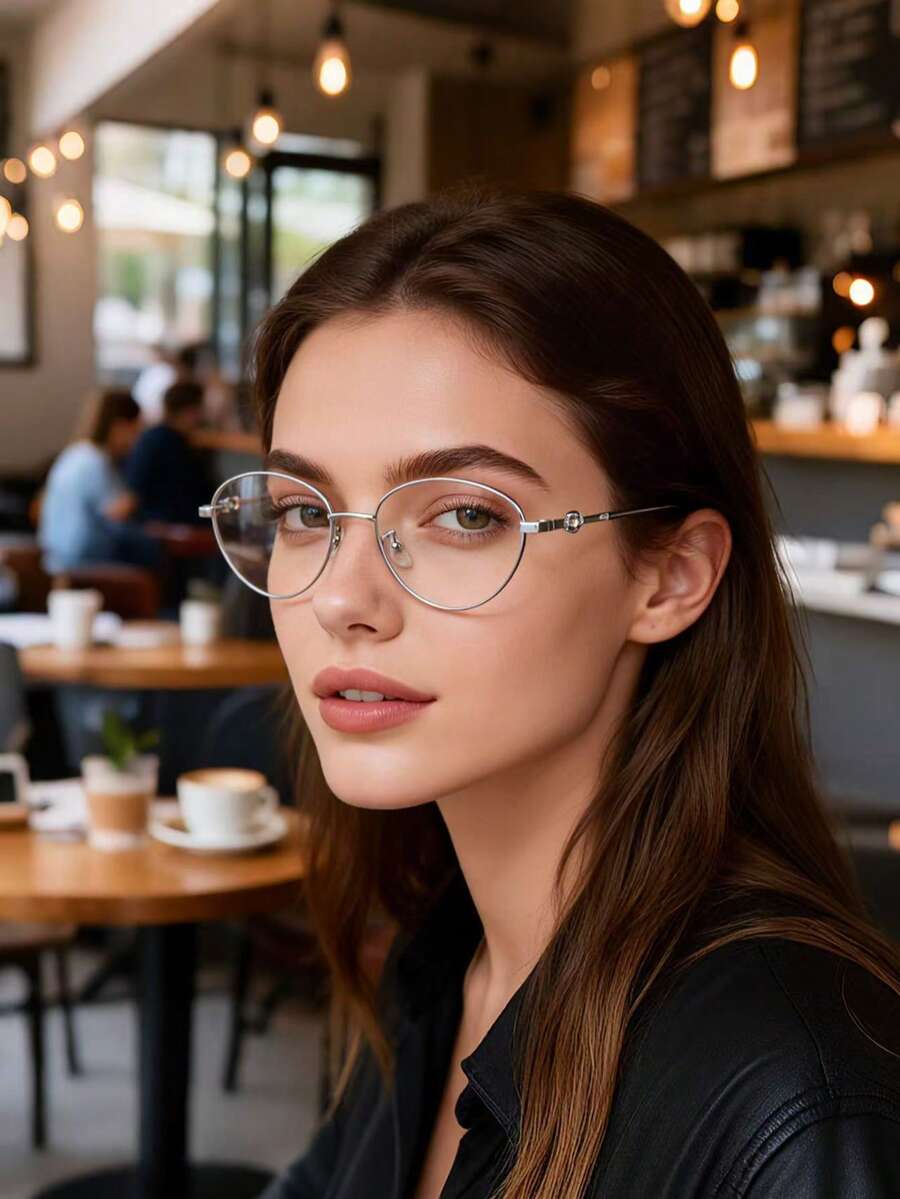 نظارة شمسية كاجوال للنساء بإطار بيضاوي عتيق الطراز، مناسبة للاستخدام اليومي قطعة واحدة