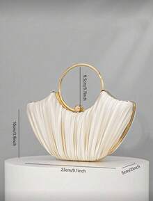 OpulAura Women's Metallic Luxury Evening Clutch Bag, Elegant Leather Party Handbag, Glitter Formal Clutch Purse For Gown, Ball, Wedding, Bridesmaid, Birthday Dress Accessory , New Year - Màu be - Xem 4