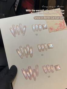 annies 5g Esmalte de uñas en gel efecto ojo de gato "Berlin Snowfall" Nuevo esmalte de uñas en gel magnético con perlas de seda doradas y rosas, 1 pieza/3 piezas