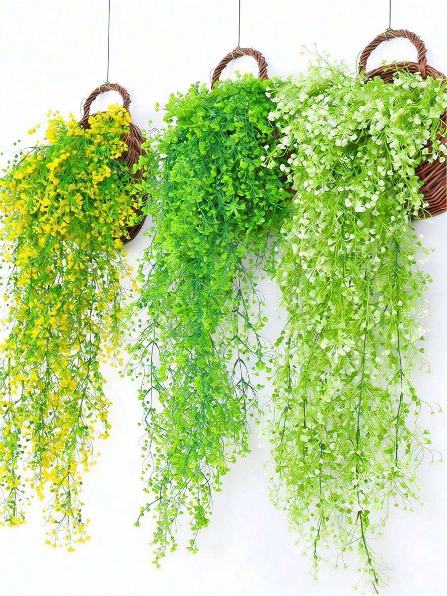 1/2 Piece Artificial Hanging Green Golden Willow Vine, For Valentine's Day Party, Home And Garden Decor, Fake Trailing Vine Plant, Suitable For Valentine's Day, Wedding And Engagement Occasions - Multicolor - View 1