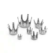 100个/包 不锈钢圆形六爪立方氧化锆爪形杯底托盘，3-10毫米，钢色，适用于珍珠、水晶首饰制作、DIY吊坠配件 - 圓形六爪珠帽 - 查看 8