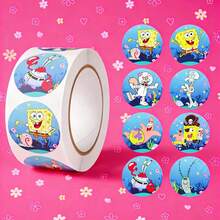 SpongeBob SquarePants 500pcs Cartoon  Stickers, Cute  Expression Handmade DIY Graffiti Decorative Stickers, Suitable For Decorating Phone Cases, Notebooks, Cups, Handbags, Etc. They Are The Perfect Gifts For Friends, Very Suitable For Christmas, Parties And Birthdays. - Multicolor - View 2