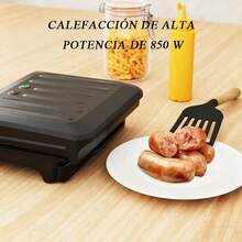 Máquina para hacer perritos calientes, parrilla doméstica para salchichas Potencia de calentamiento de 850 W. Incluye placa de parrilla antiadherente con bandeja recogegrasa. Apta para salchichas vegetarianas y para asar a la parrilla. - Negro - Ver 7