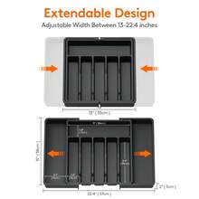Drawer Organizer, Expandable Cutlery Tray Holder, Adjustable Tray, Organize Kitchen Silverware, Cutlery, Knives And Spoons With Labels, For Messy Kitchen, Bedroom Or Living Room Drawers - 灰色 - 查看 4