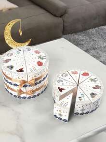 10个装斋月三角礼盒，带丝带，星月图案设计，派对礼品包装盒，适用于斋月装饰、派对礼品、节日派对、生日和庆祝活动 - 彩色 - 查看 5